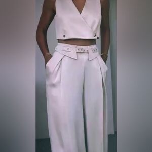 Chic Women's Cream Wide Leg Jumpsuit